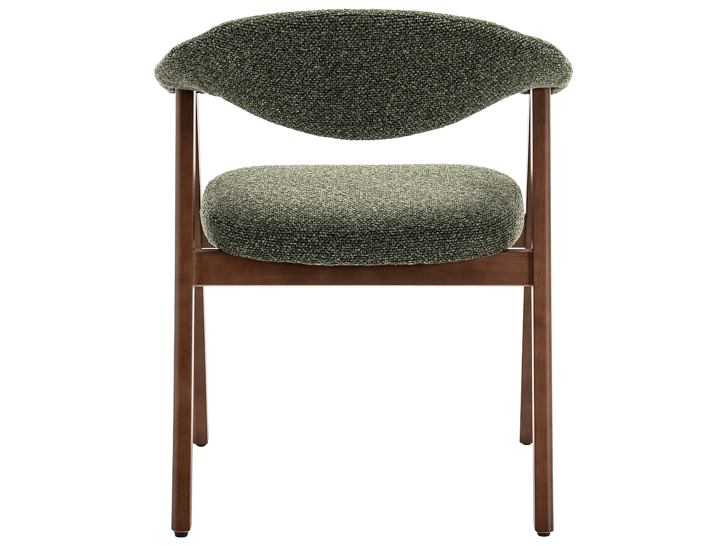 Lot de 2 chaises en bois foncé et tissu boucle vert kaki BARBARA - HAPPY GARDEN