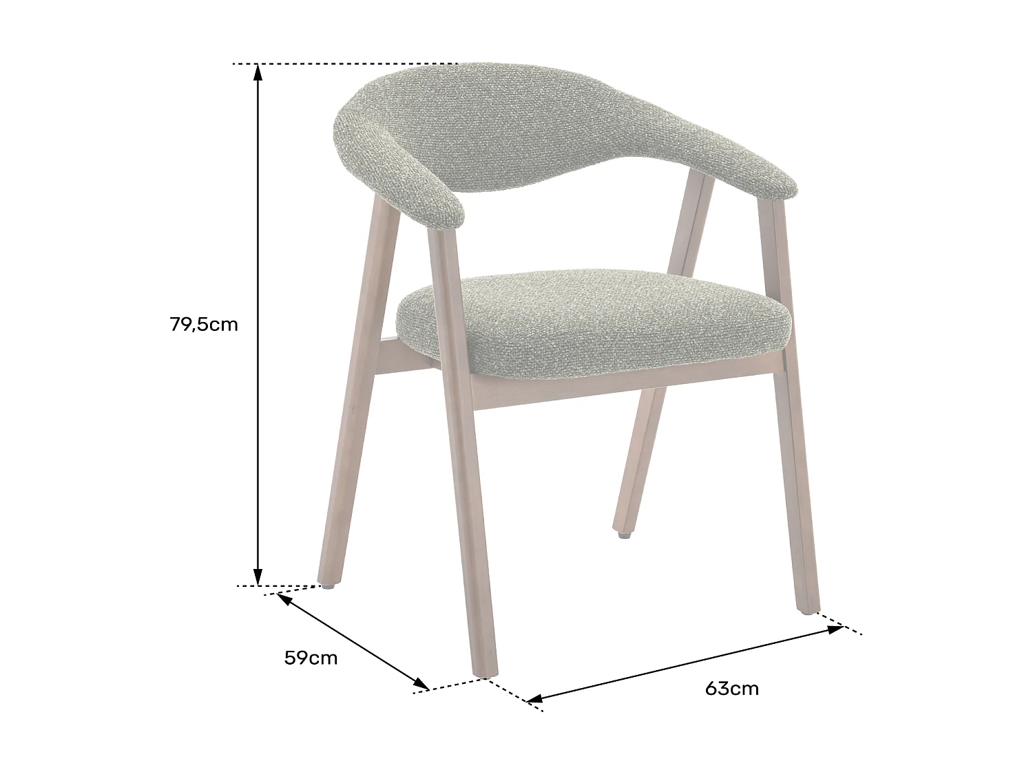 Lot de 2 chaises en bois foncé et tissu boucle vert kaki BARBARA - HAPPY GARDEN