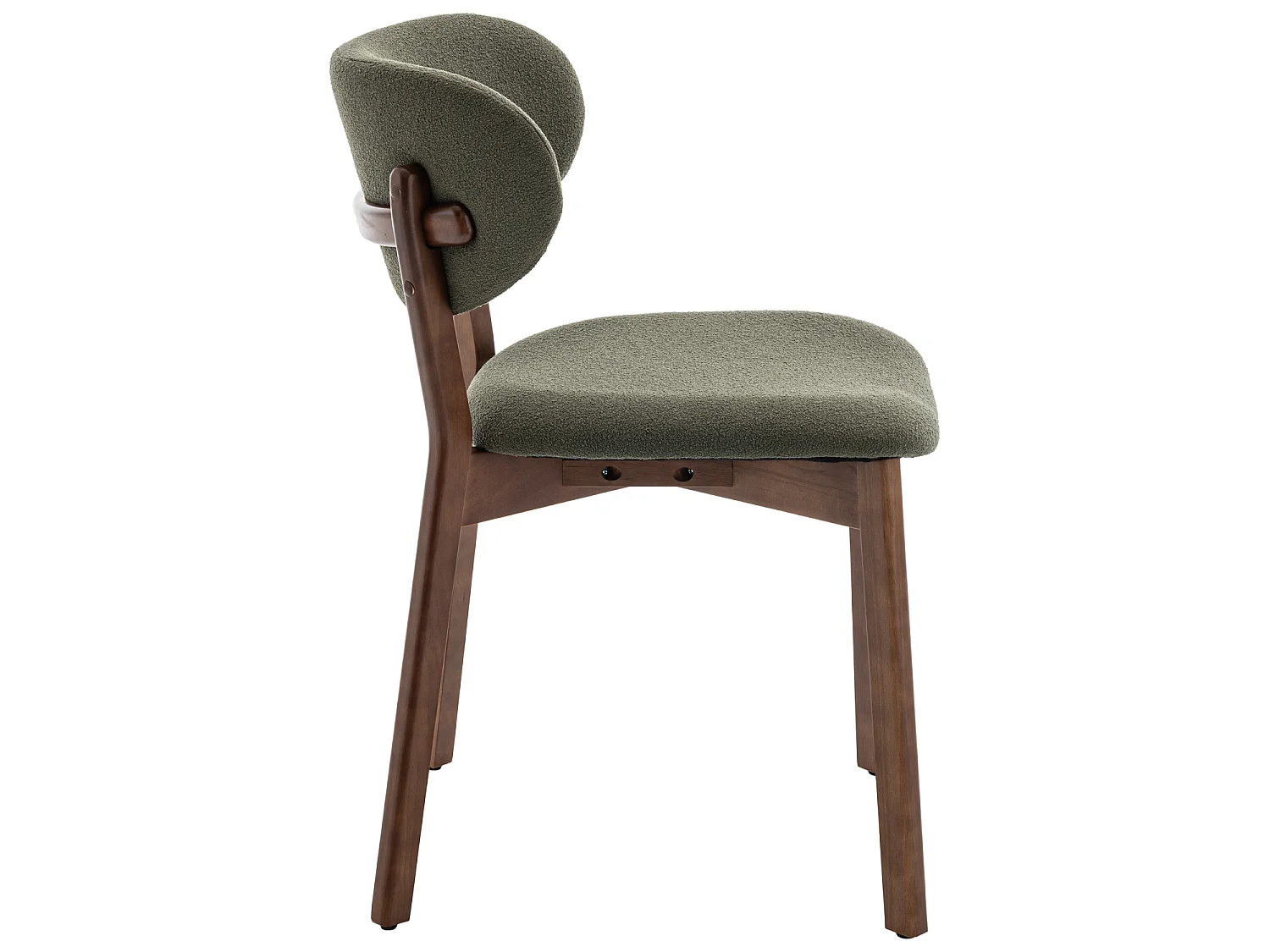 Lot de 2 chaises en bois foncé et tissu boucle vert kaki AURA - HAPPY GARDEN