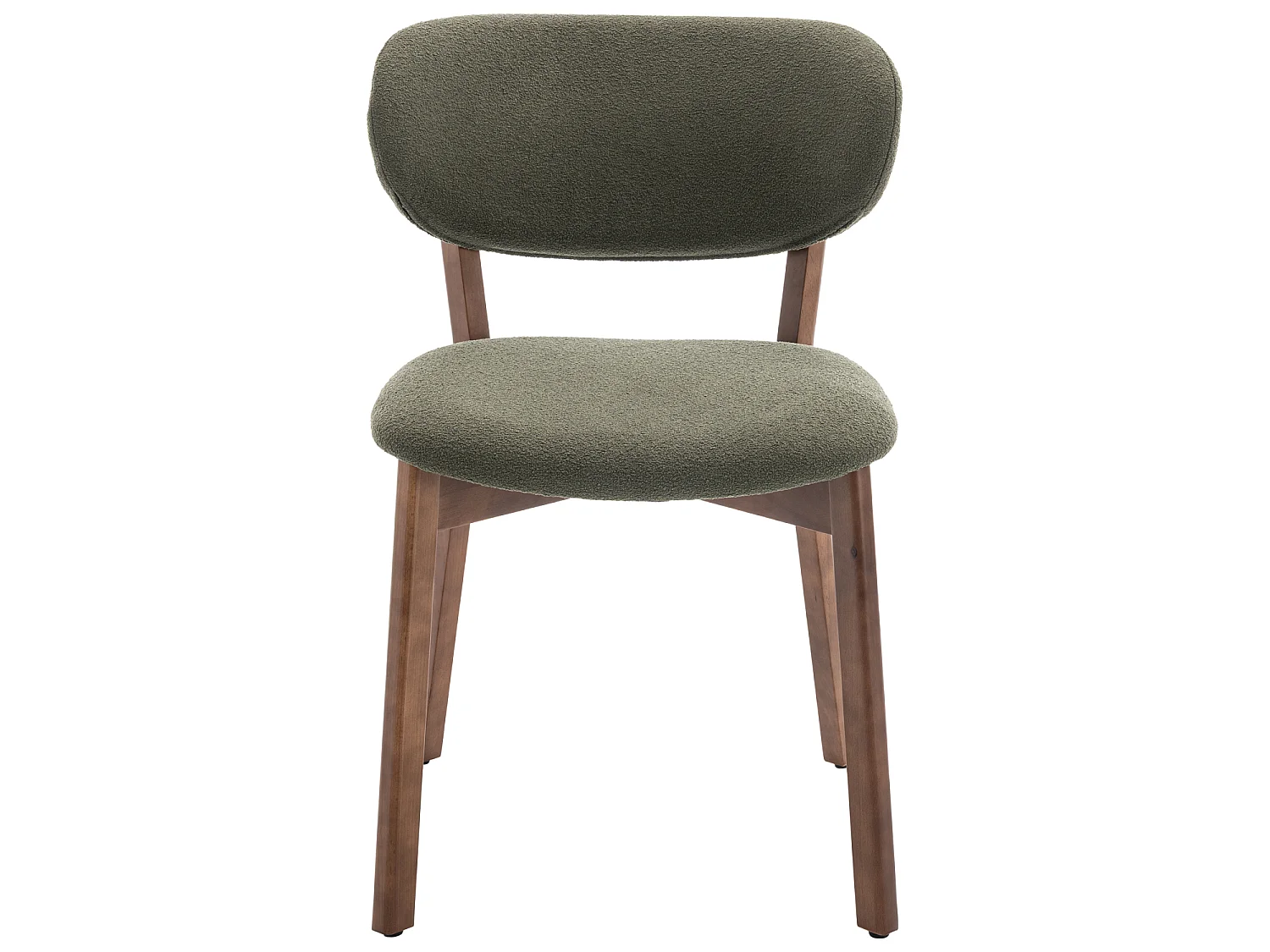 Lot de 2 chaises en bois foncé et tissu boucle vert kaki AURA - HAPPY GARDEN