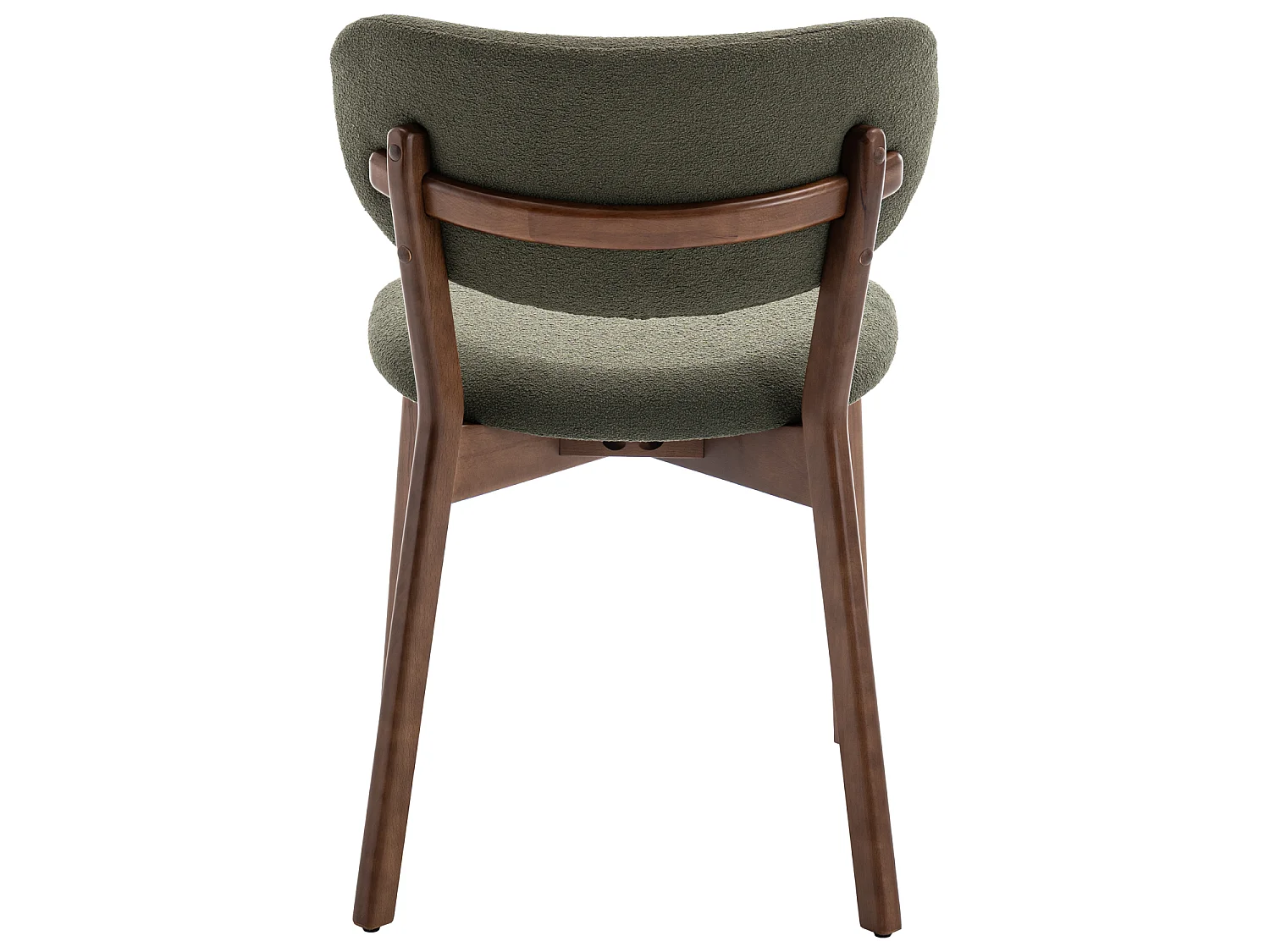 Lot de 2 chaises en bois foncé et tissu boucle vert kaki AURA - HAPPY GARDEN