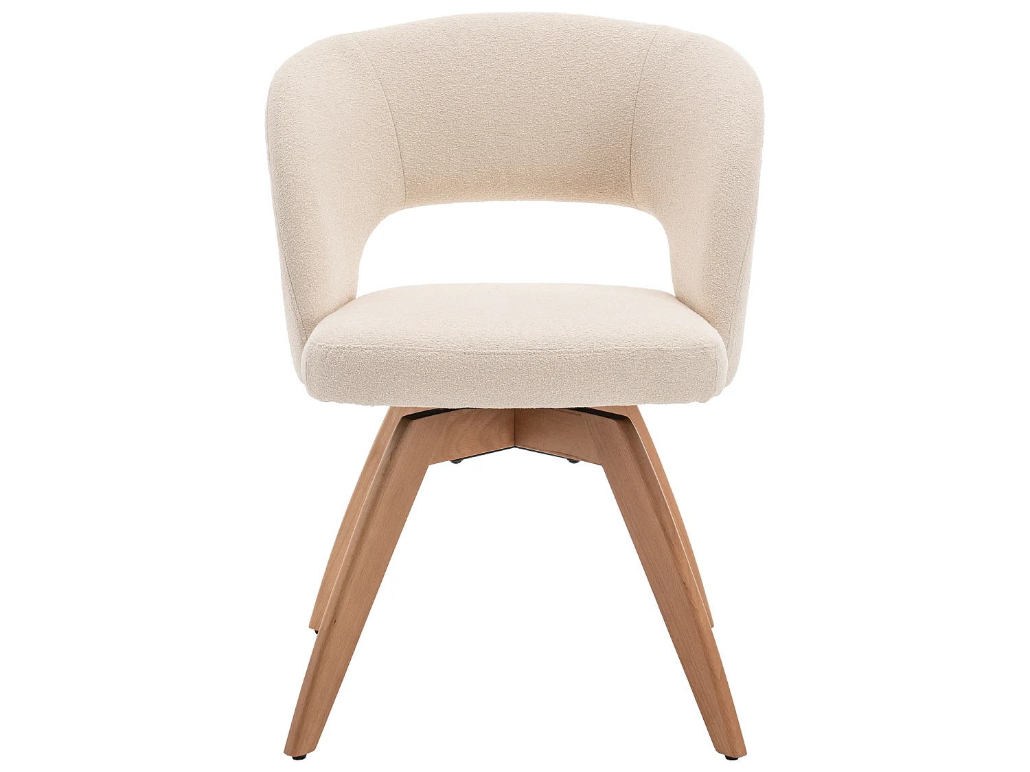Lot de 2 chaises en bois clair et tissu boucle beige HOLLY - HAPPY GARDEN