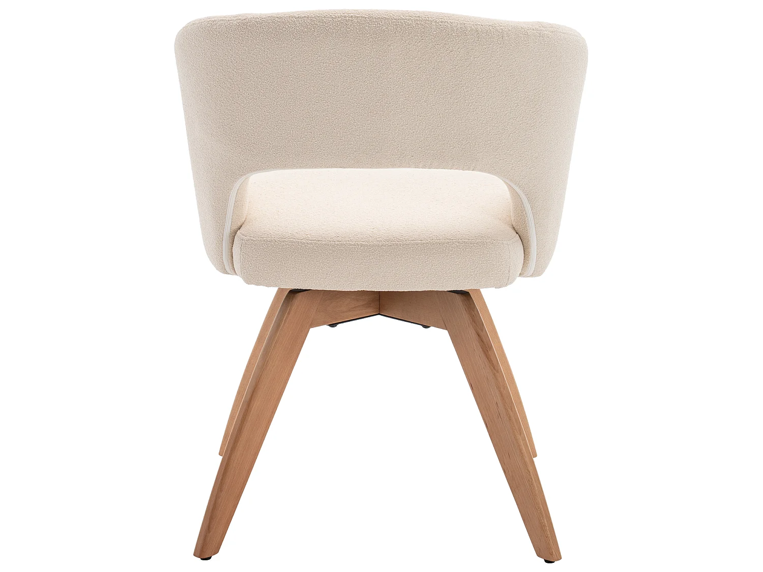 Lot de 2 chaises en bois clair et tissu boucle beige HOLLY - HAPPY GARDEN
