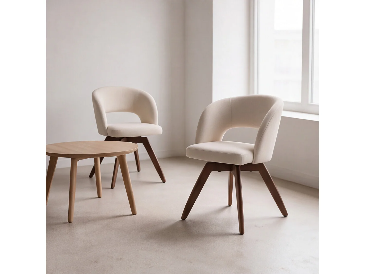 Lot de 2 chaises en bois foncé et tissu boucle beige HOLLY - HAPPY GARDEN