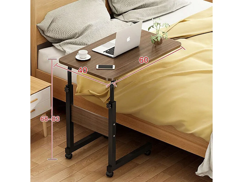 Mesa para Portátil com Rodízios, Mesa Móvel, Altura Ajustável, Tomada