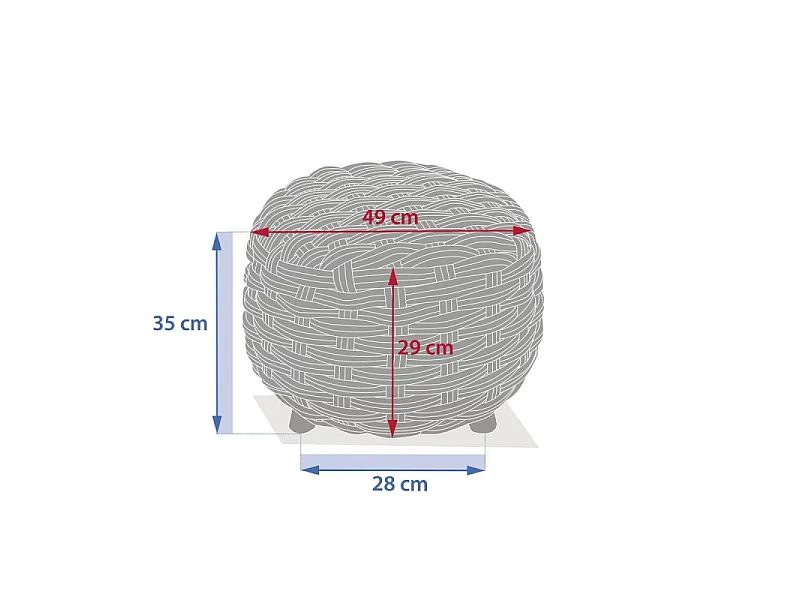 Pouf extérieur maille tressée Obbae graphite Hespéride