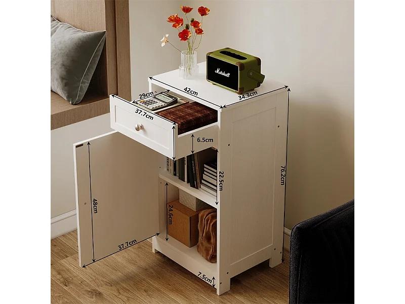 Komoda biała do biura salonu regał szafka z drzwiczkami szuflada loft 76 cm