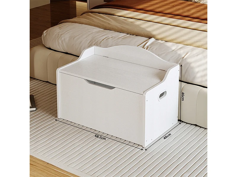 Grand coffre de rangement en bois - Coffre à linge blanc - Style loft 68 cm