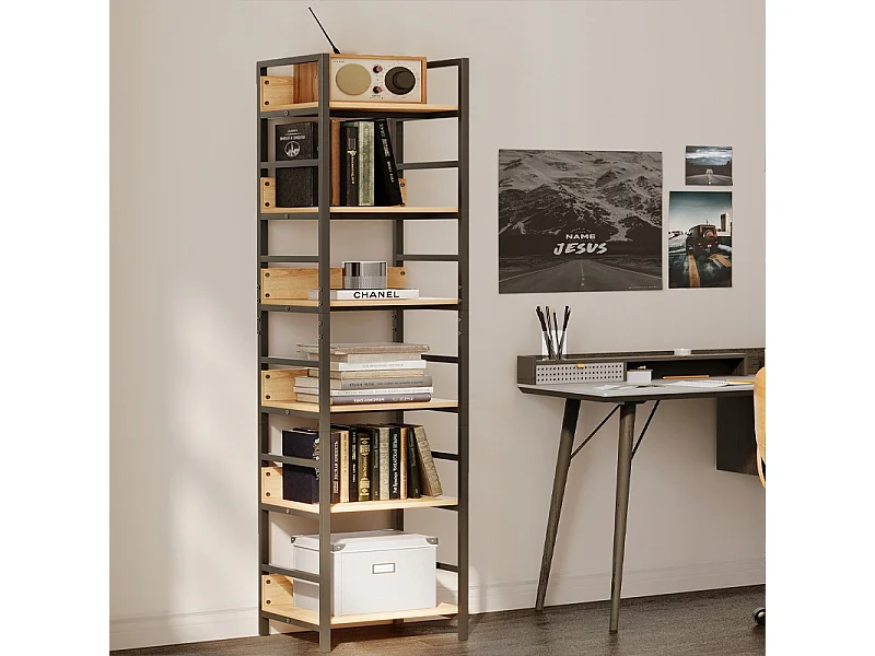 Regał na książki segregatory wysoki szafka loft metalowa industrialny 175cm
