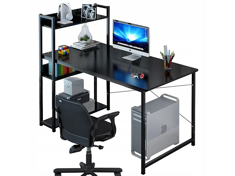 Schwarzer Jugend-Schreibtisch mit 120 cm breitem Regal