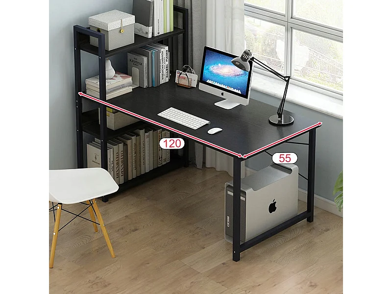 Schwarzer Jugend-Schreibtisch mit 120 cm breitem Regal