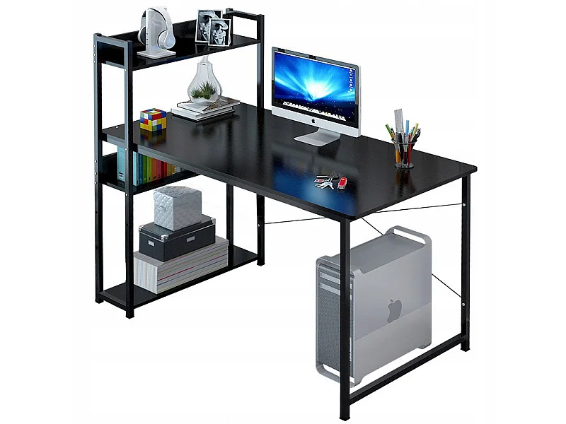Schwarzer Jugend-Schreibtisch mit 120 cm breitem Regal