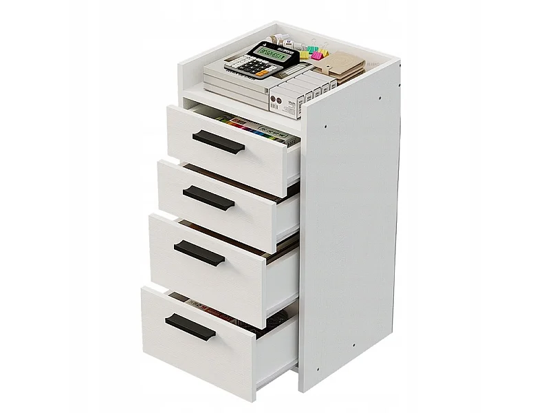 Weißer Büroschrank, Kommode mit 4 Schubladen, Maße 36 x 35 x 70 cm
