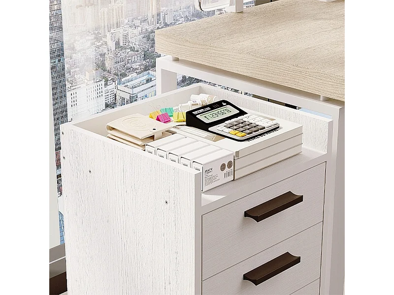 Weißer Büroschrank, Kommode mit 4 Schubladen, Maße 36 x 35 x 70 cm