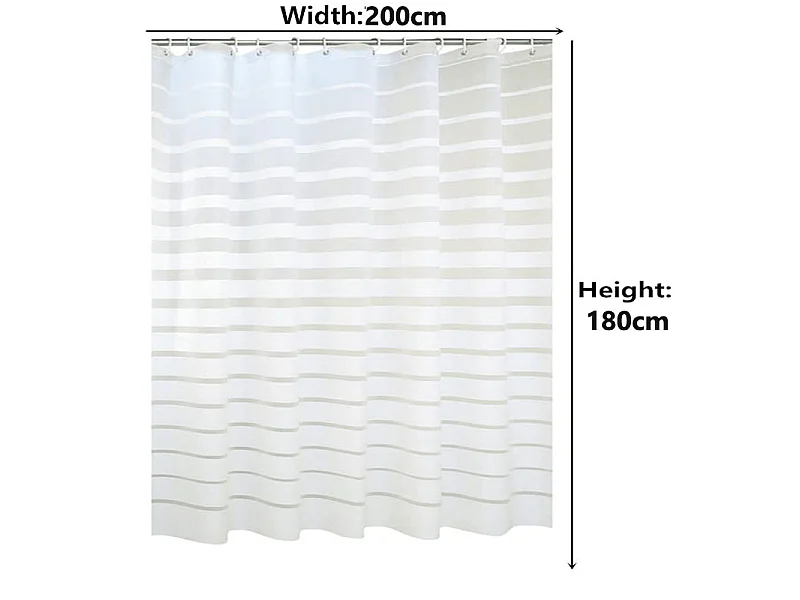 Rideau de douche imperméable en plastique PEVA, rideau de salle de bain à rayures blanches transparentes, rideau de bain de luxe, 180x200cm