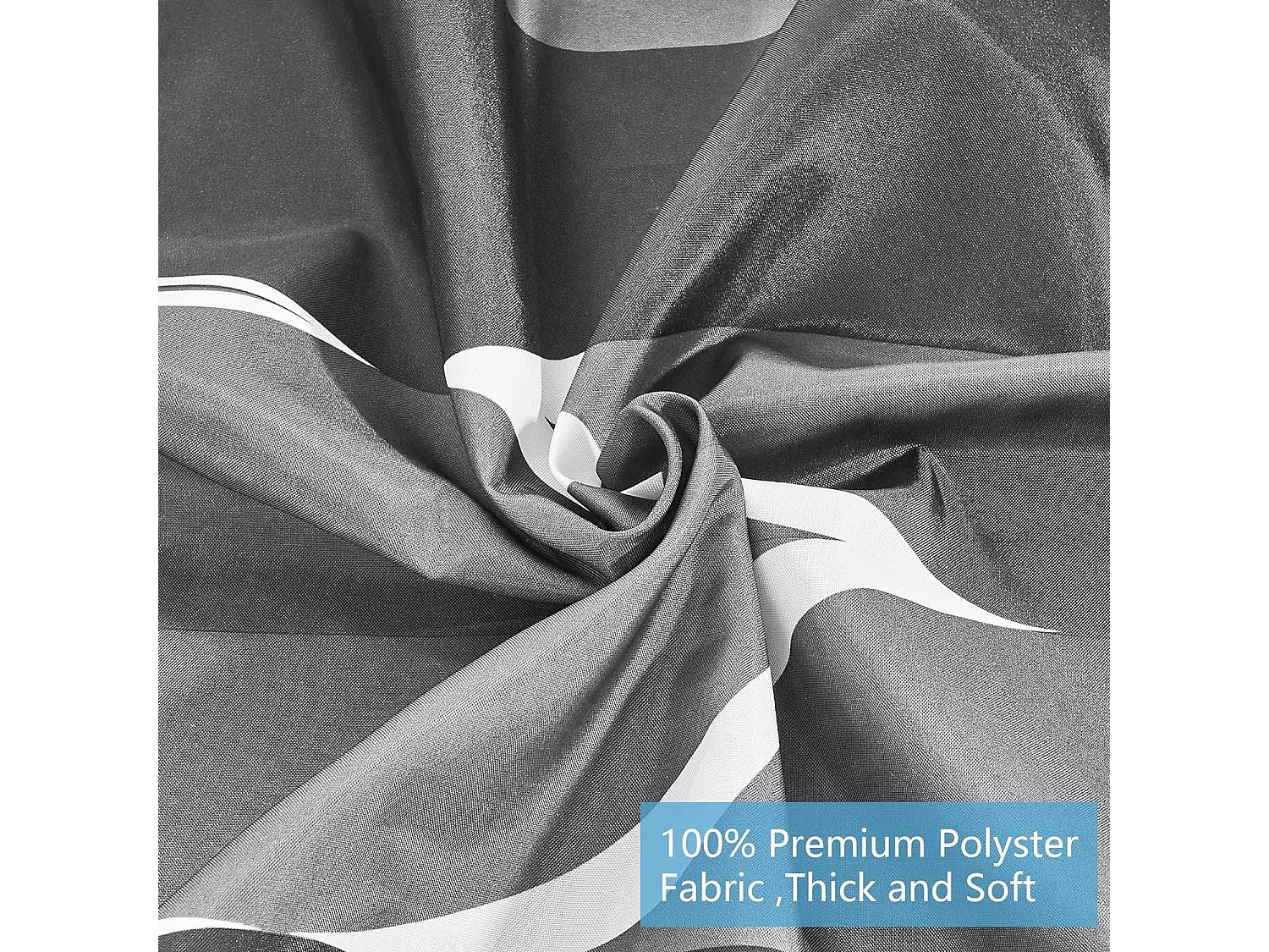 Rideau de Douche 180x200CM Polyester Imperméable Tissu Lavable en Machine Rideau Salle de Bain avec 12 Crochets Noir