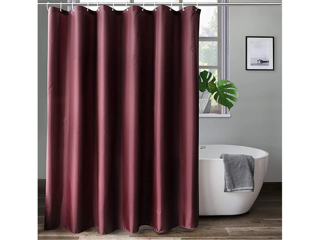 1pc Rideau de Douche 180 x 180cm en tissu polyester Anti Moisissure Imperméable Rideau de Baignoire simple et moderne,rouge