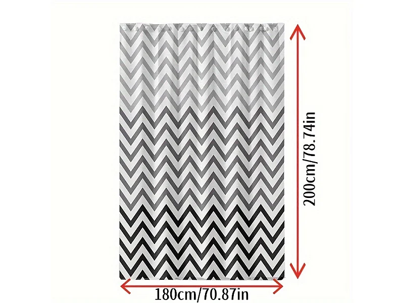 Rideau de douche en PEVA noir et blanc à motif vagues, avec 12 crochets, anti-moisissure et imperméable, idéal pour la salle de bain, 180 x 200 cm