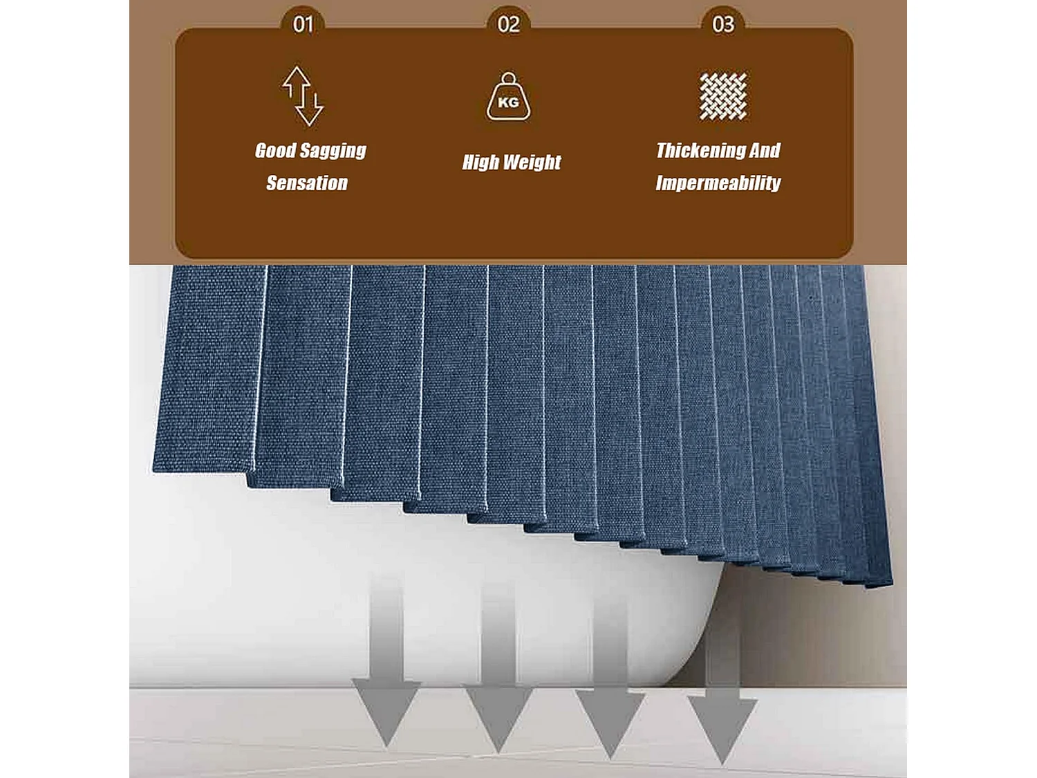 Rideau de douche magnétique pliable 200 x 200 cm, anti-moisissure, avec crochets métalliques, résistant au lin, imperméable, pour aux baignoires,bleu