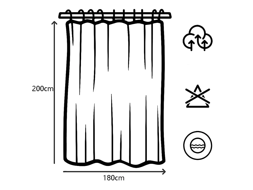Rideau de douche moderne simple en polyester imprimé, rideau de salle de bain imperméable et anti-moisissure, tissu imperméable, 180x200cm
