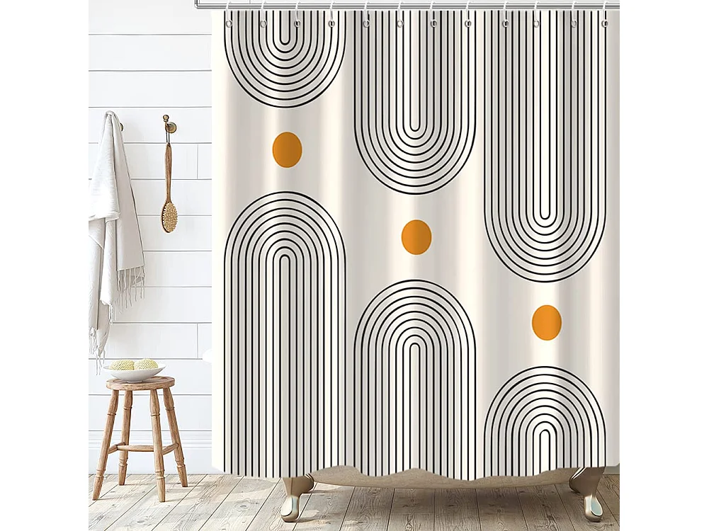 Rideau de douche moderne simple en polyester imprimé, rideau de salle de bain imperméable et anti-moisissure, tissu imperméable, 180x200cm