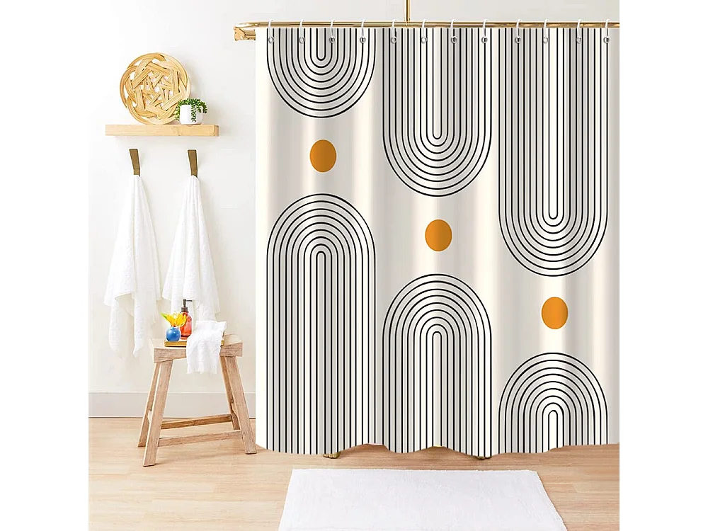 Rideau de douche moderne simple en polyester imprimé, rideau de salle de bain imperméable et anti-moisissure, tissu imperméable, 180x200cm