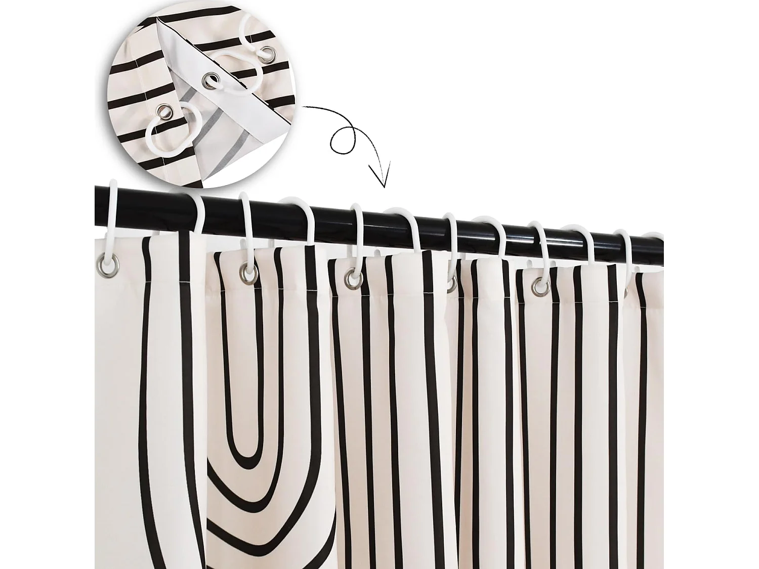 Rideau de douche moderne simple en polyester imprimé, rideau de salle de bain imperméable et anti-moisissure, tissu imperméable, 180x200cm