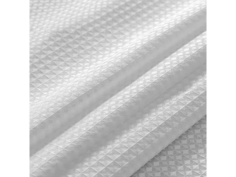1pc 180x180CM (Blanc),Rideau de Douche Motif Gaufre, Imperméable Anti-Moisissures, Polyester Tissu Rideau Salle de Bain Lourd