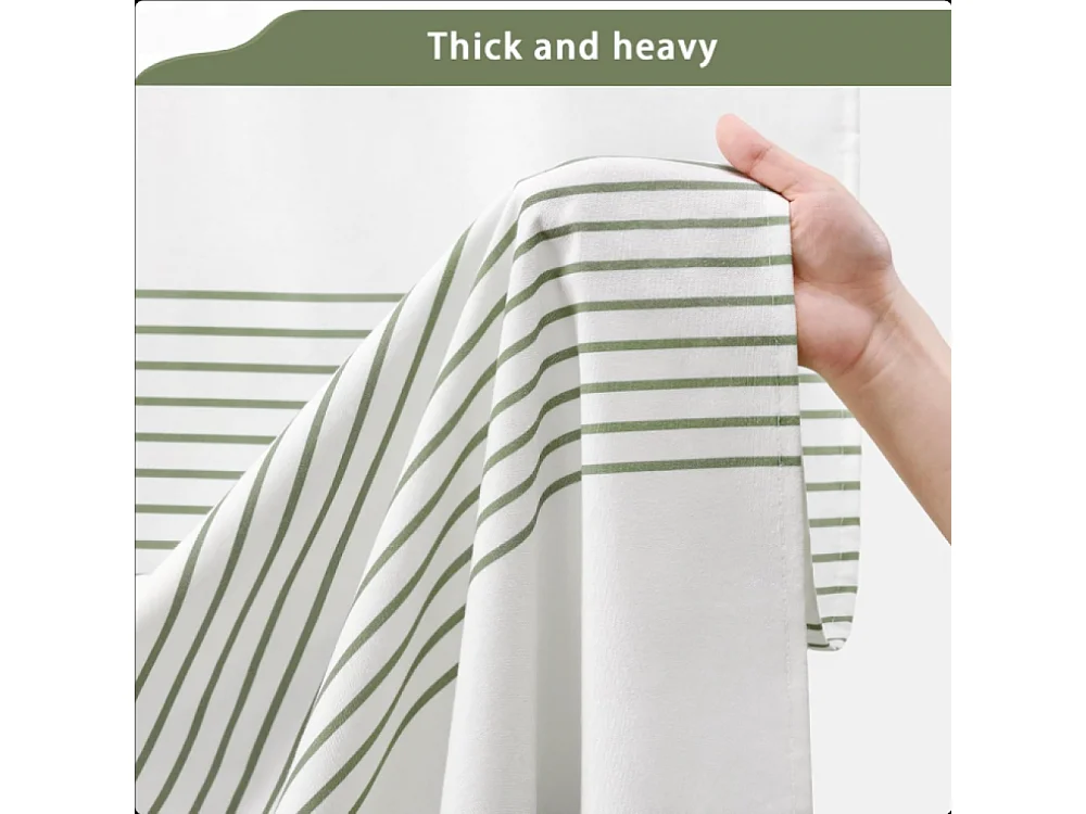 183 x 183 cm Rideau de Douche bohème Vert Sauge pour Salle de Bain – Rideau de Douche à Rayures Lin Rustique