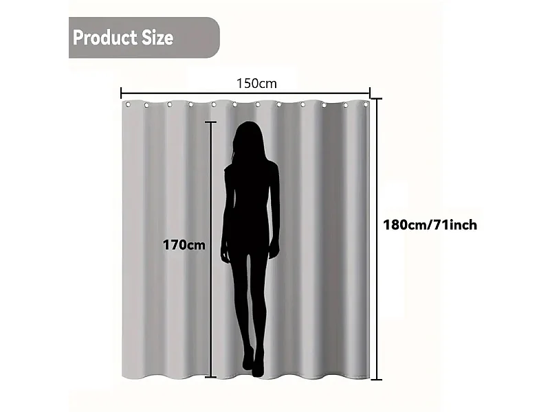Rideau de douche décoratif imperméable à imprimé feuilles avec 12 crochets, décoration de baignoire et rideau de porte – 150 x 180 cm