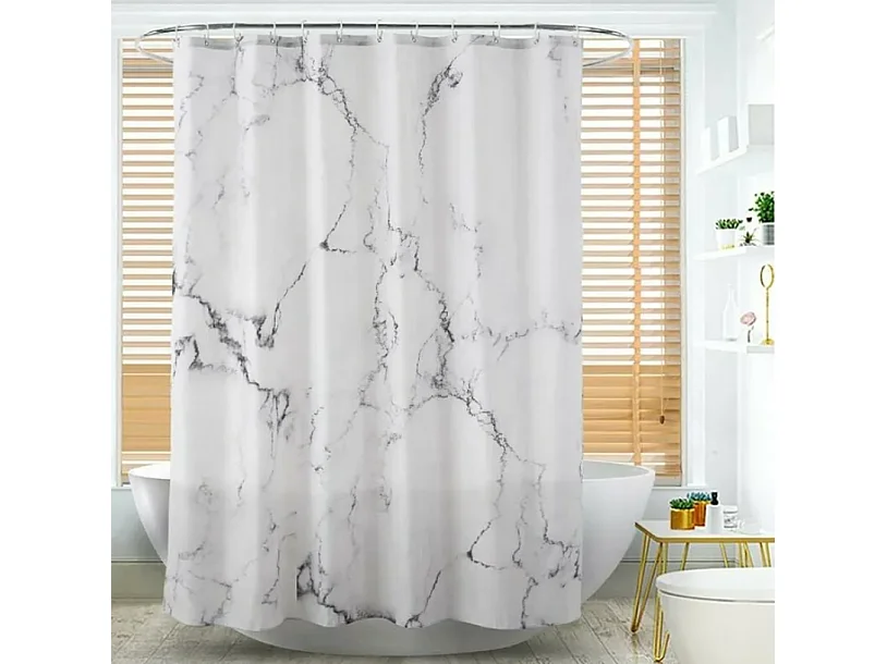Rideau de Douche en Tissu Imperméable avec Ourlet Renforcé - Différentes Tailles - Motif Marbre - Lavable en Polyester - 180 x 200 cm
