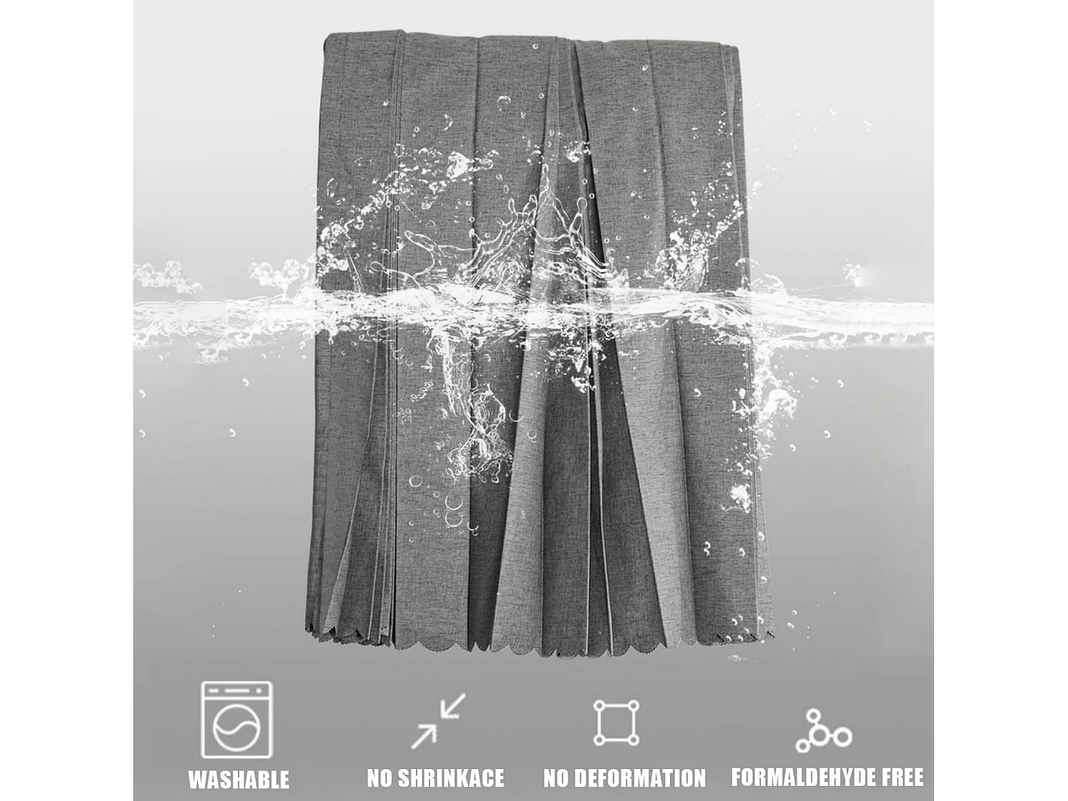 Rideau de douche magnétique pliable 120 x 200 cm, rideau de douche en lin avec crochets métalliques, rideau de douche imperméable, adapté l'hôtel,gris