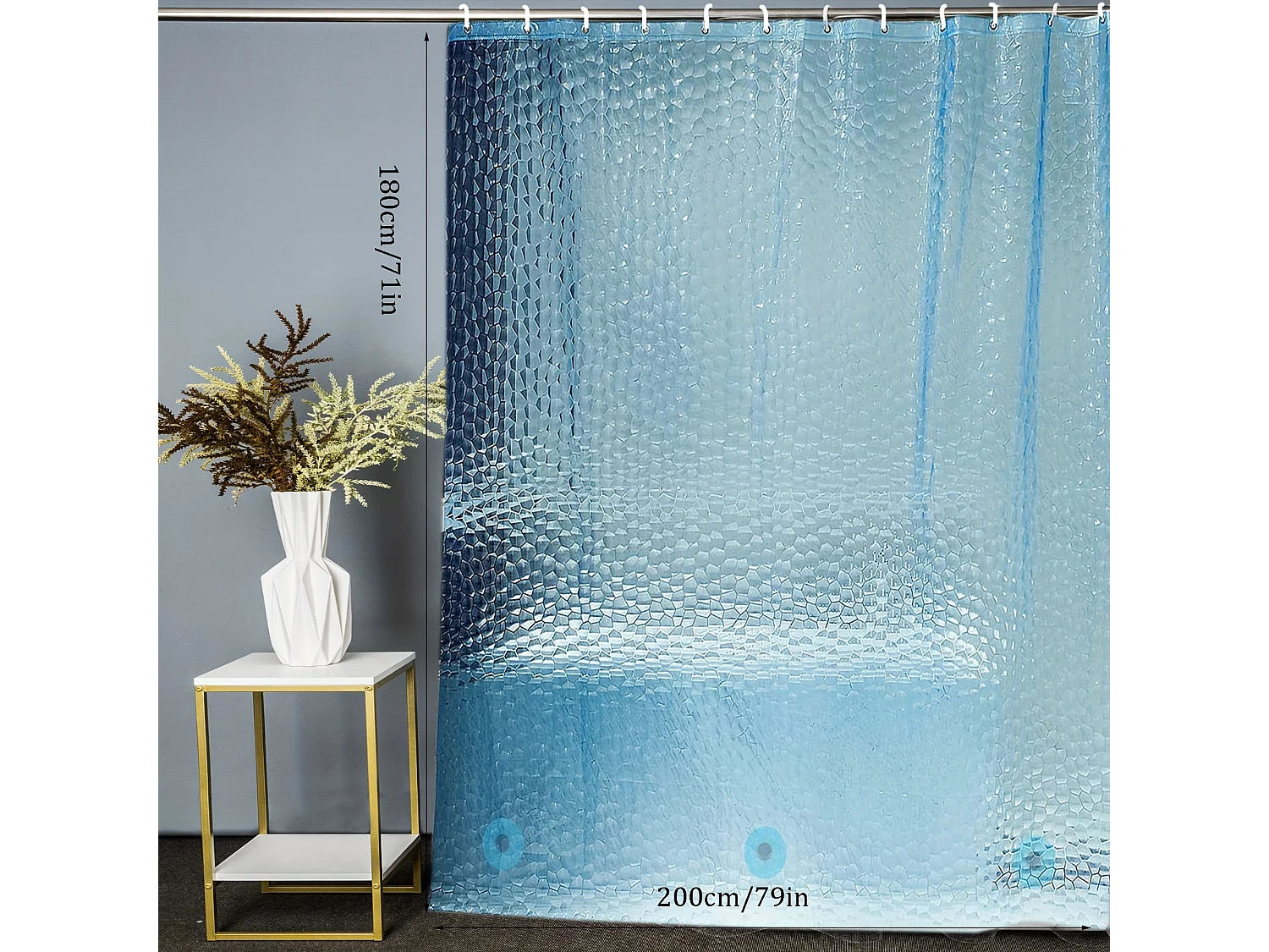 Rideau de douche imperméable, adapté à la décoration de salle de bain et aux accessoires pour la maison (1,8*2,0 M)