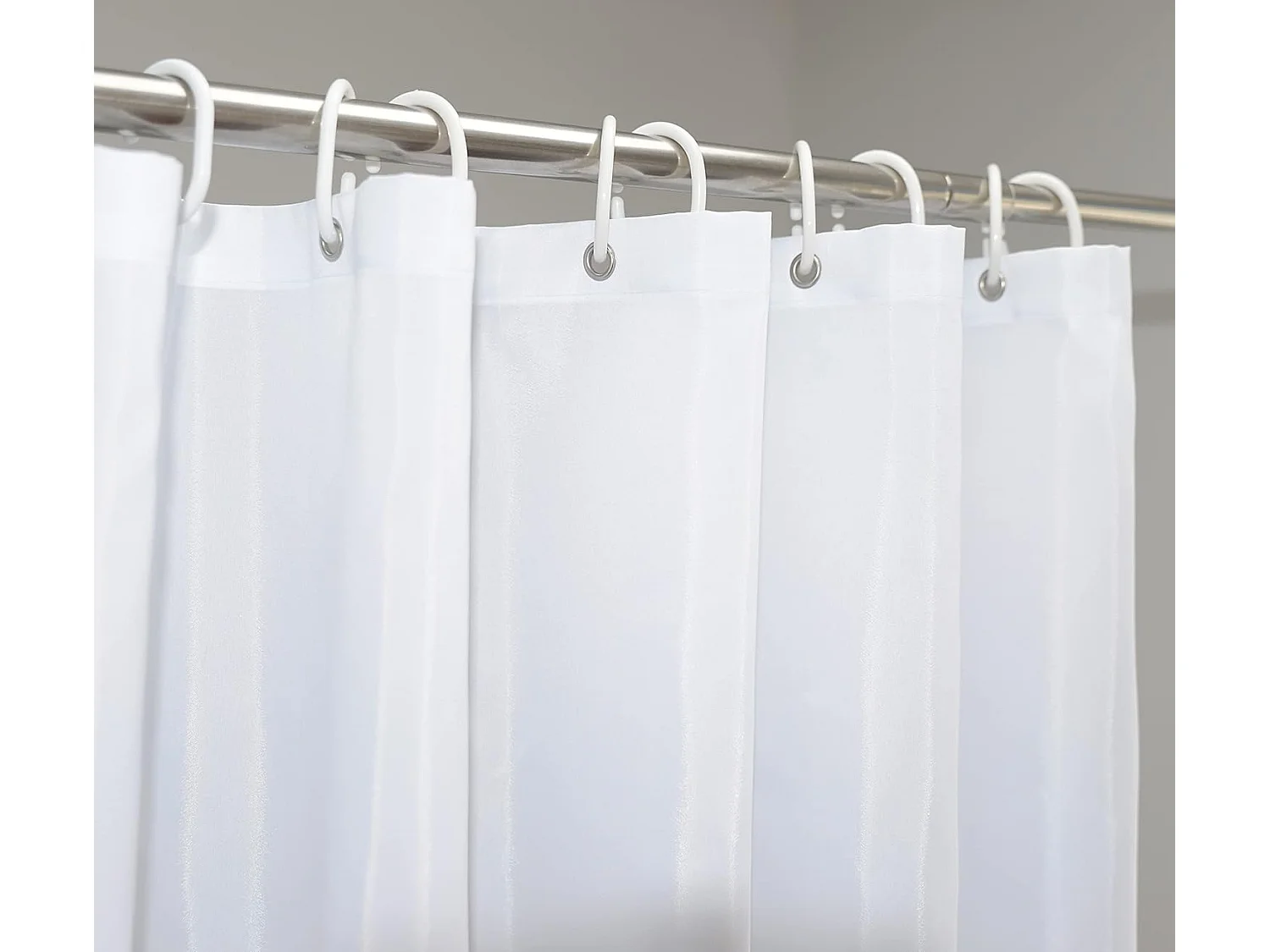 Rideau de douche 120x180 blanc, imperméable, anti-moisissure, avec boucle de suspension, largeur 120 x hauteur 180 cm