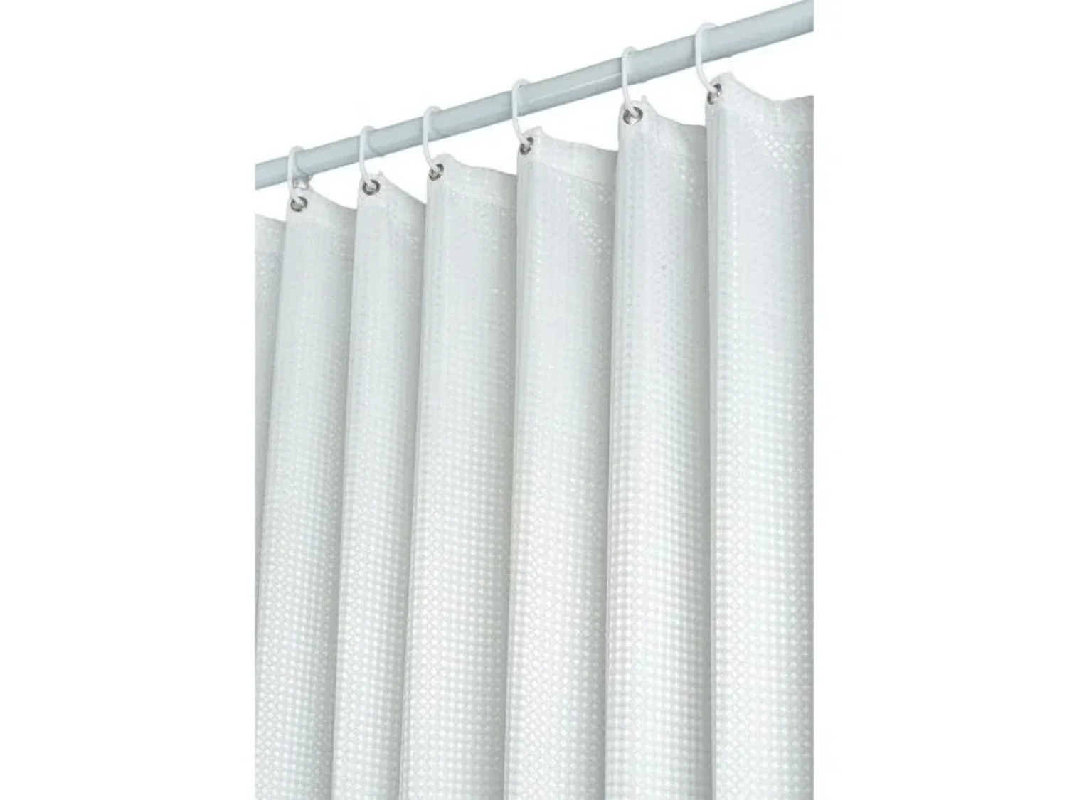 80x180CM (Blanc) Rideau de Douche Gaufre avec Anneaux en Métal Rideau de Douche Baignoire Anti Moisissure Tissu Rideau Salle de Bain Robuste