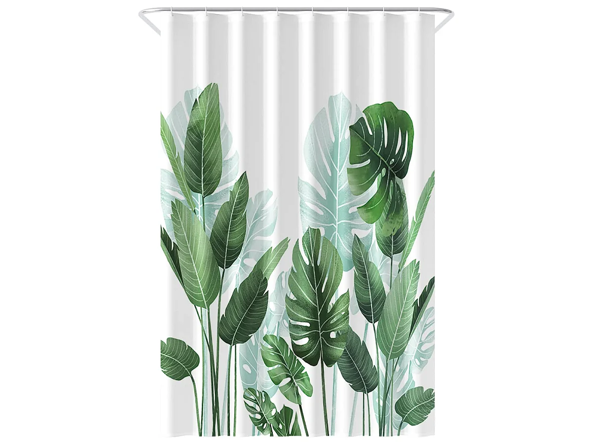 Rideau de douche à impression numérique de type plante, rideau de salle de bain imperméable et résistant à la moisissure, 180*180cm
