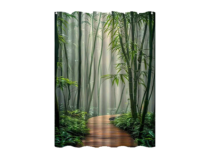 Rideau de douche décoratif motif forêt de bambou pour salle de bain, rideau de douche décoratif pour cloison de salle de bain, 120x180cm, 12 crochets