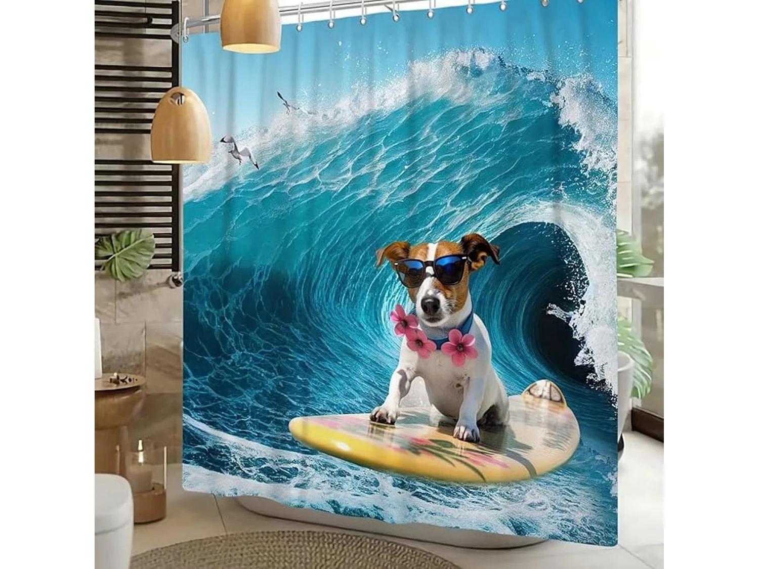 Rideau de Douche drôle 180x180 cm,Lavables Textile imperméable Rideau de Bain pour Baignoire avec 12 Crochets