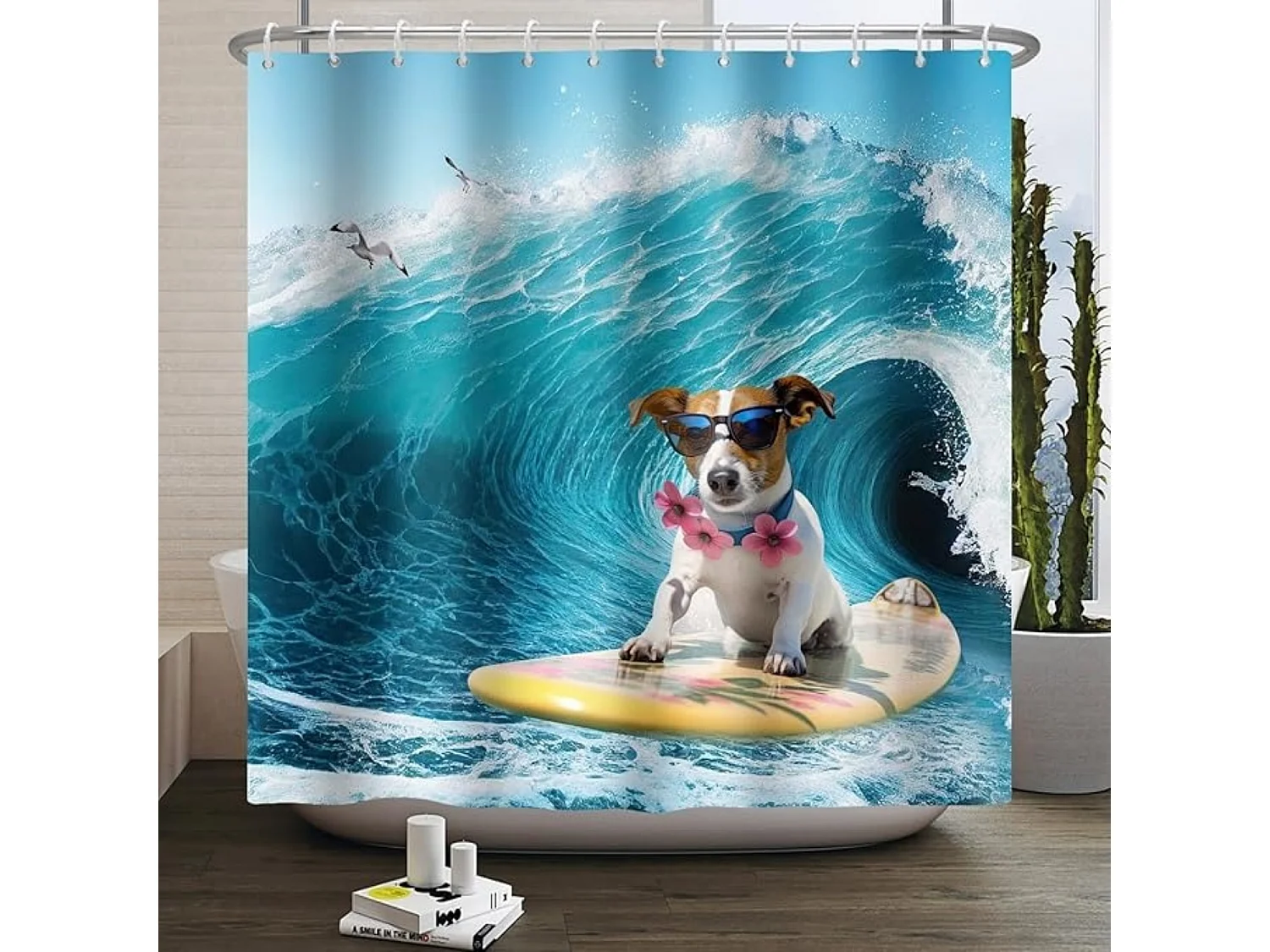 Rideau de Douche drôle 180x180 cm,Lavables Textile imperméable Rideau de Bain pour Baignoire avec 12 Crochets