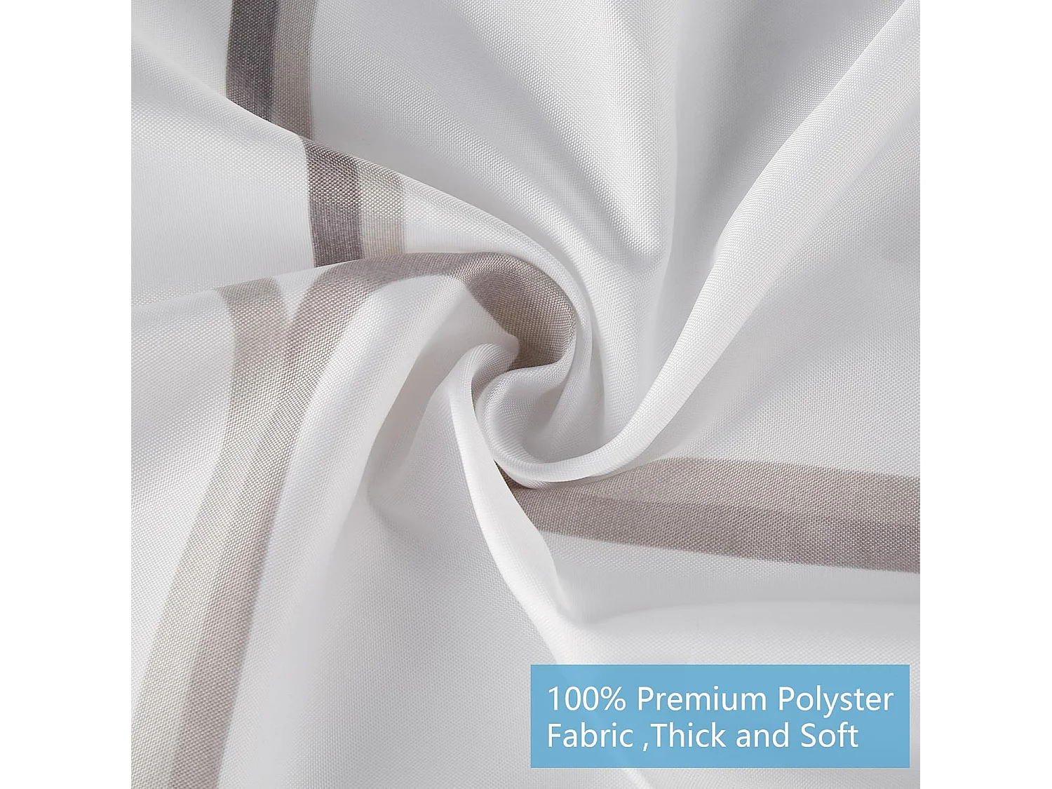 Rideau de Douche Polyester Imperméable Tissu Lavable en Machine Rideau Salle de Bain avec 12 Crochets 180x180CM Blanc Carreaux