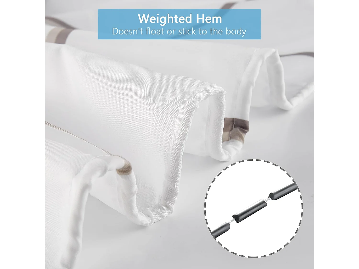 Rideau de Douche Polyester Imperméable Tissu Lavable en Machine Rideau Salle de Bain avec 12 Crochets 180x180CM Blanc Carreaux