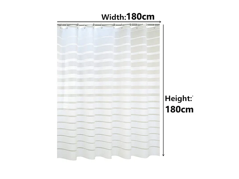 Doublure de rideau de douche PEVA, rideau de douche à rayures imperméable et anti-moisissure avec crochets en plastique, 180*180cm