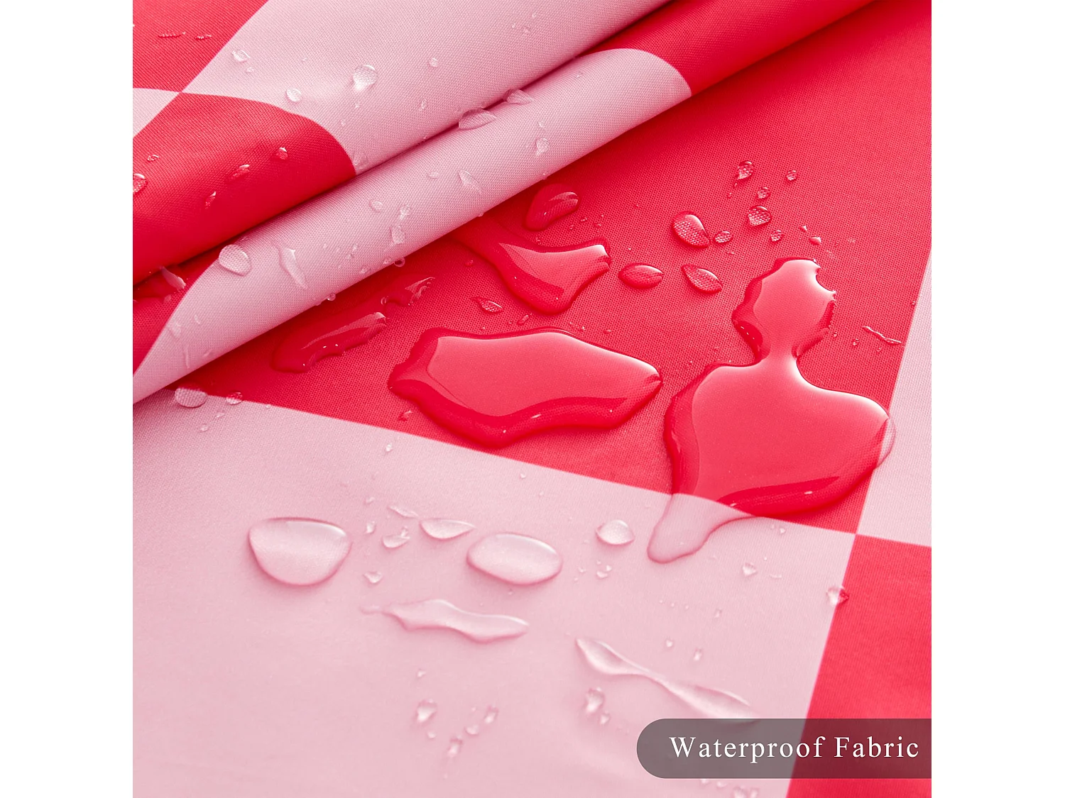 Rideau de douche à motif damier de salle de bain, rideau de douche lavable rétro, rideau de douche de salle de bain, 180*180cm, rose rouge