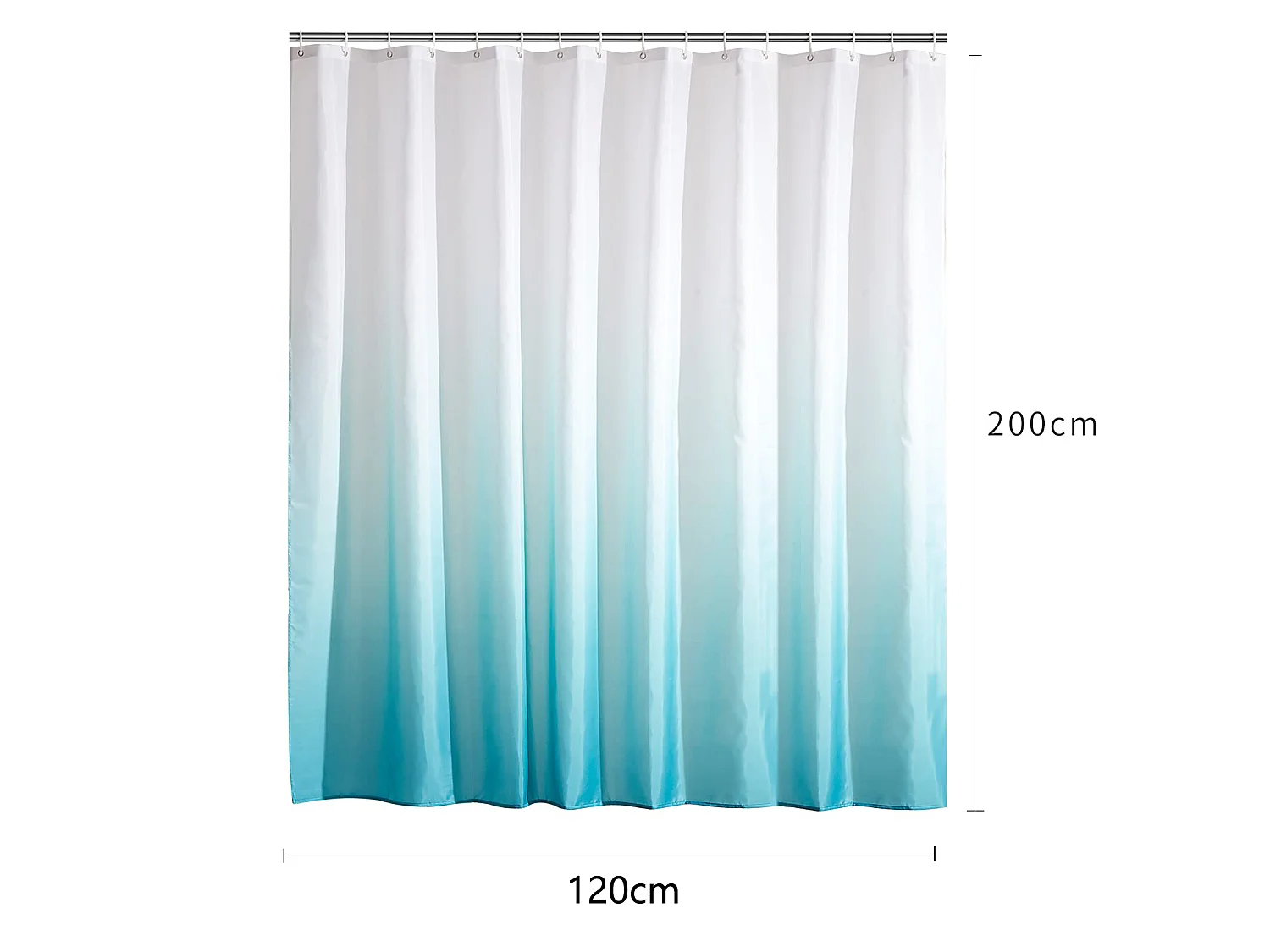 Rideau de douche imperméable et anti-moisissure, rideau de douche moderne en polyester dégradé, bleu lac, 120 x 200 cm