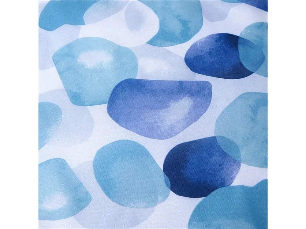 Bleu Rideau de Douche, Tissu Polyester Imperméable Anti Moisissure, avec 12 Anneaux de Rideaux Crochets, Pétales Fleur Floral W 120xH 200 cm