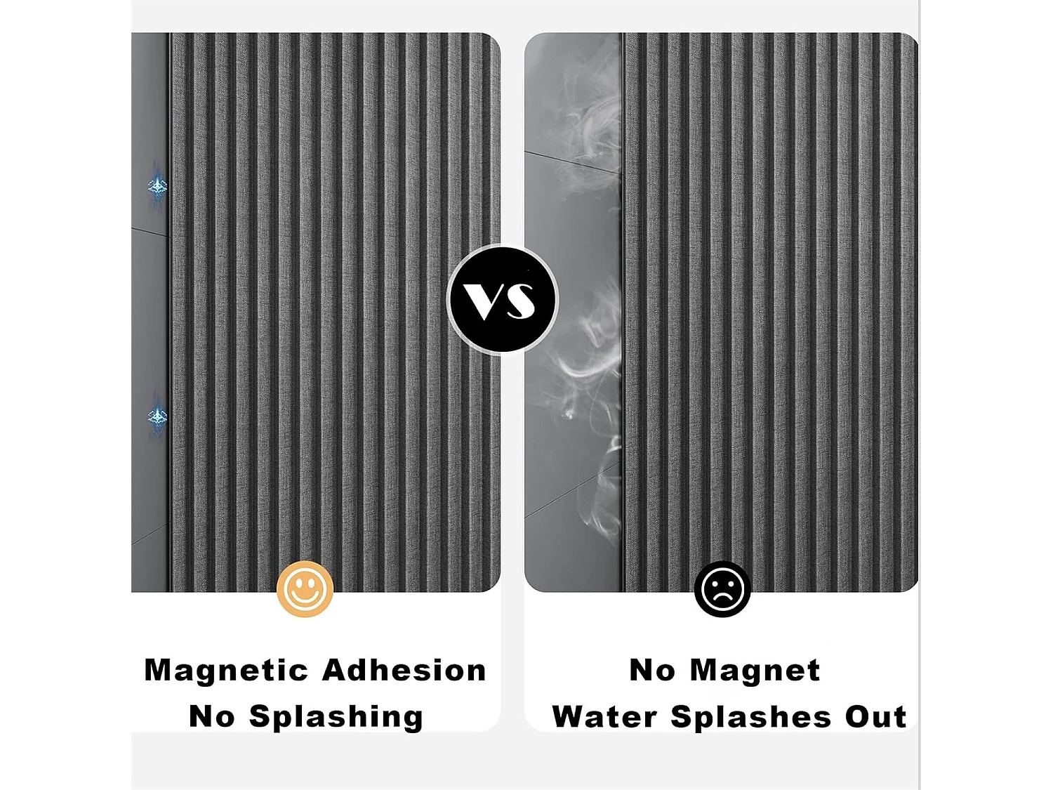 Rideau de douche magnétique pliable, imperméable et résistant à la moisissure, magnétique, lin épais, non doublé, gris,150 x 200 cm.