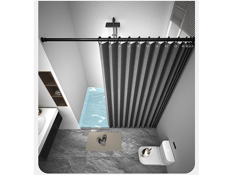 Rideau de douche magnétique pliable, imperméable et résistant à la moisissure, magnétique, lin épais, non doublé, gris,150 x 200 cm.