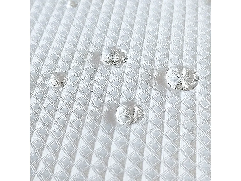 Rideau de douche en tissu gaufré avec anneaux métalliques, résistant à la moisissure et imperméable, épais, 180 x 200 cm - Blanc
