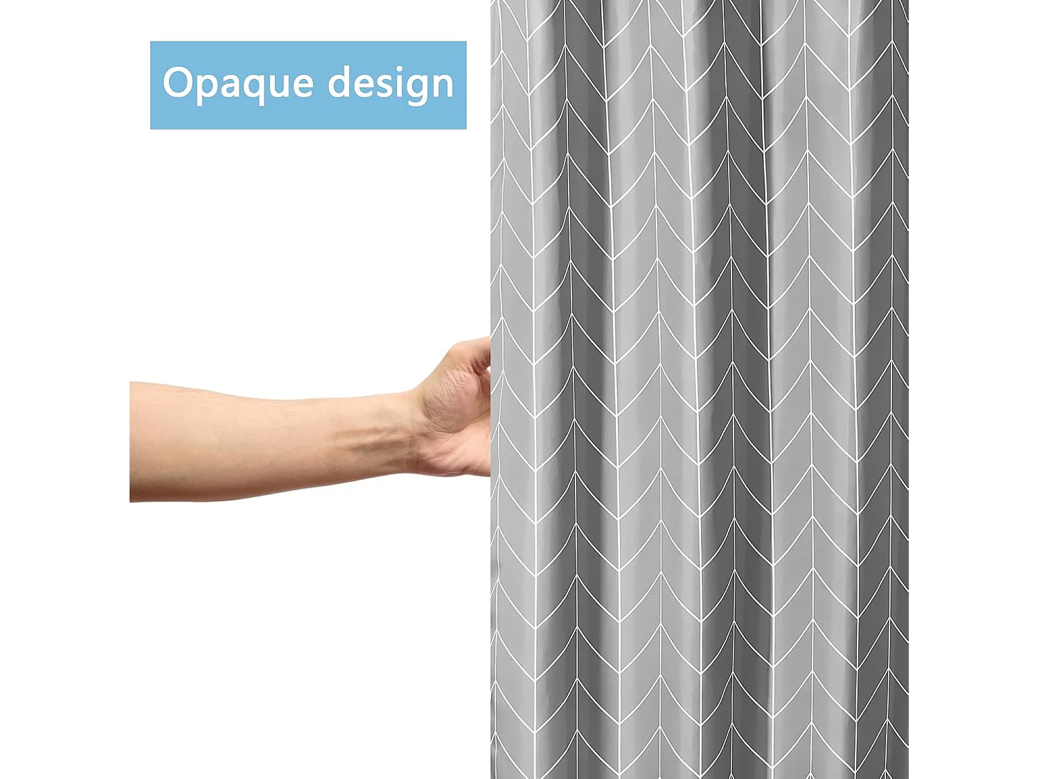 Rideau de douche 180 x 180 cm, tissu polyester imperméable, lavable en machine, avec 12 crochets, gris