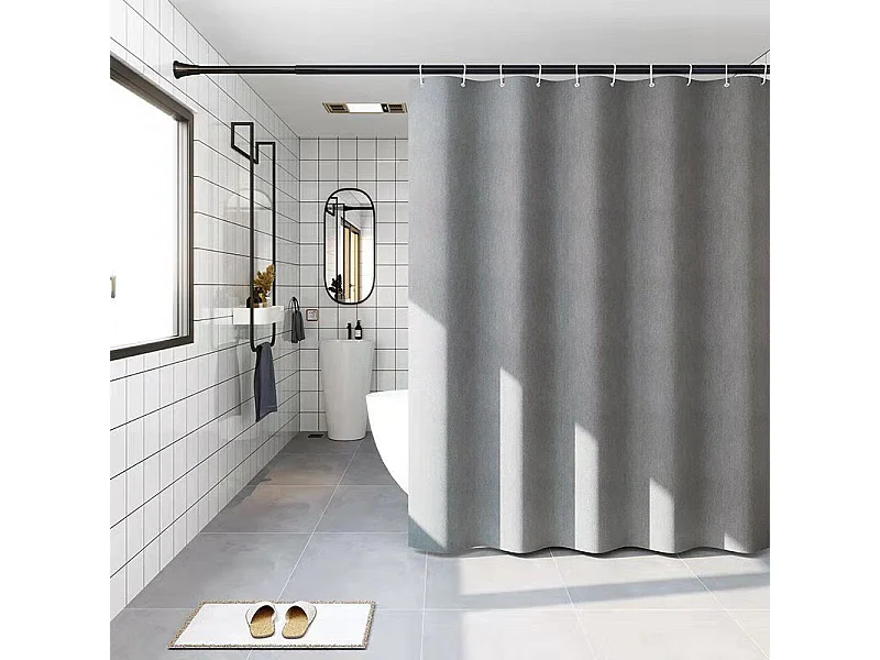 Rideau de douche imitation lin, rideau de séparation salle de bain, 180*180cm, gris